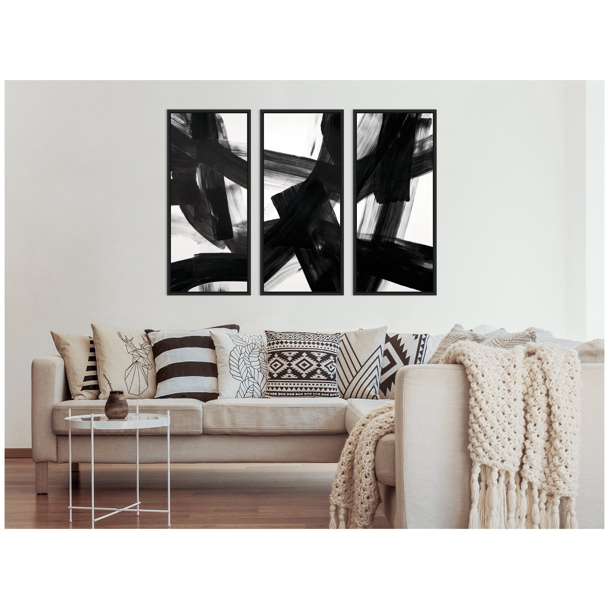 Black Mark No. 1, No. 2, & No. 3 3 Piece Framed Canvas Wall Art Set by Amy Lighthall
