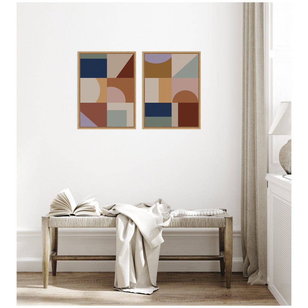 Modern Bohemian Pattern 2 Piece Framed Canvas Wall Art Set by The Creative Bunch Studio