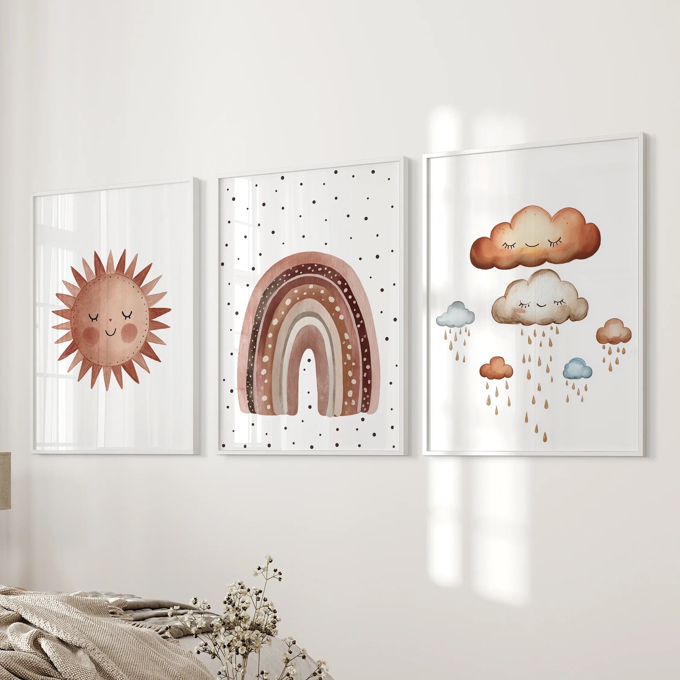 Earthy Rainbow Nursery Wall Art Set