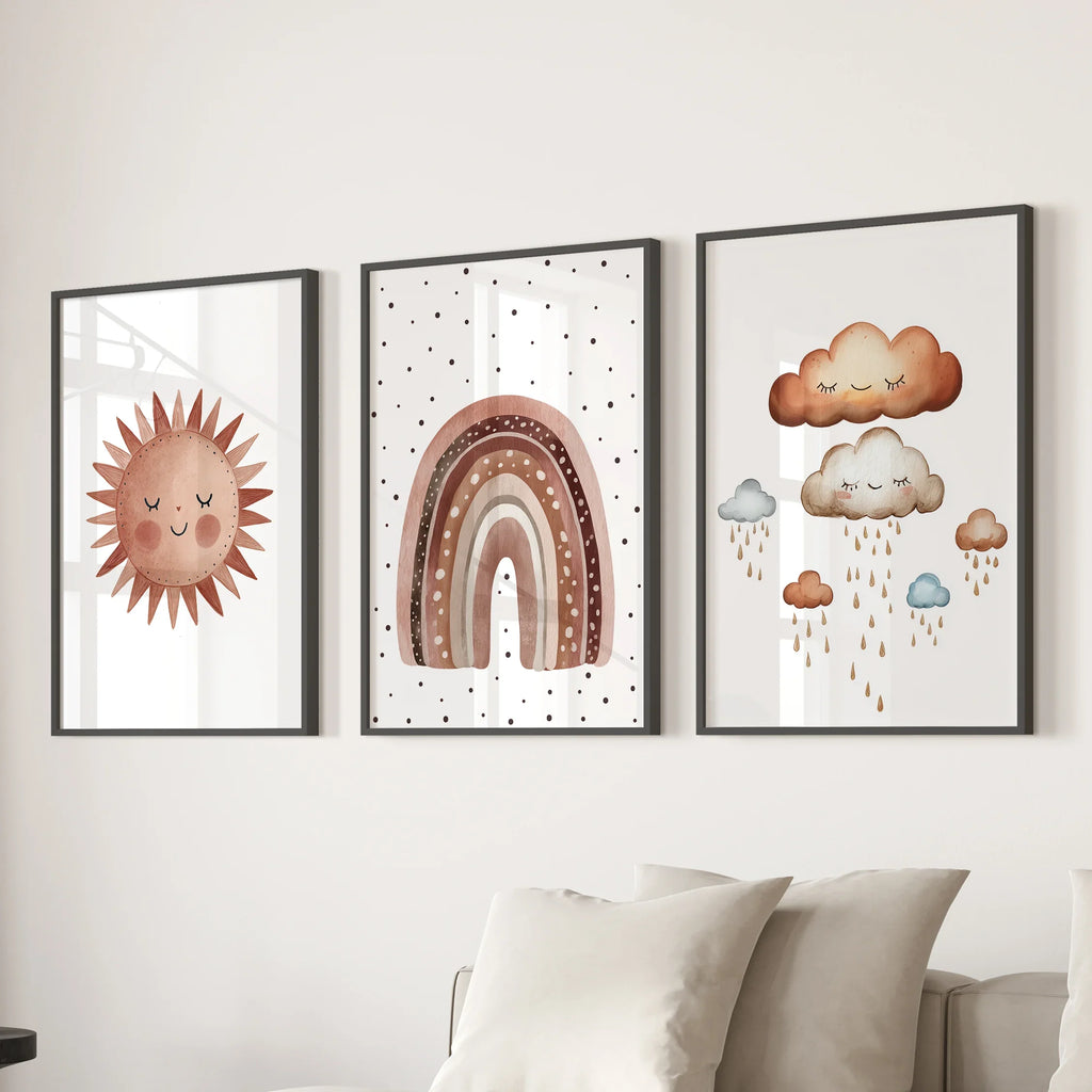 Earthy Rainbow Nursery Wall Art Set