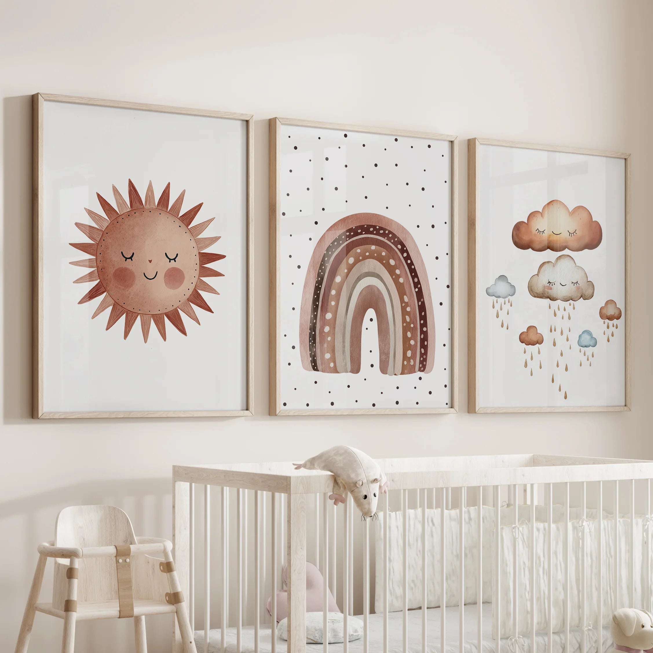 Earthy Rainbow Nursery Wall Art Set