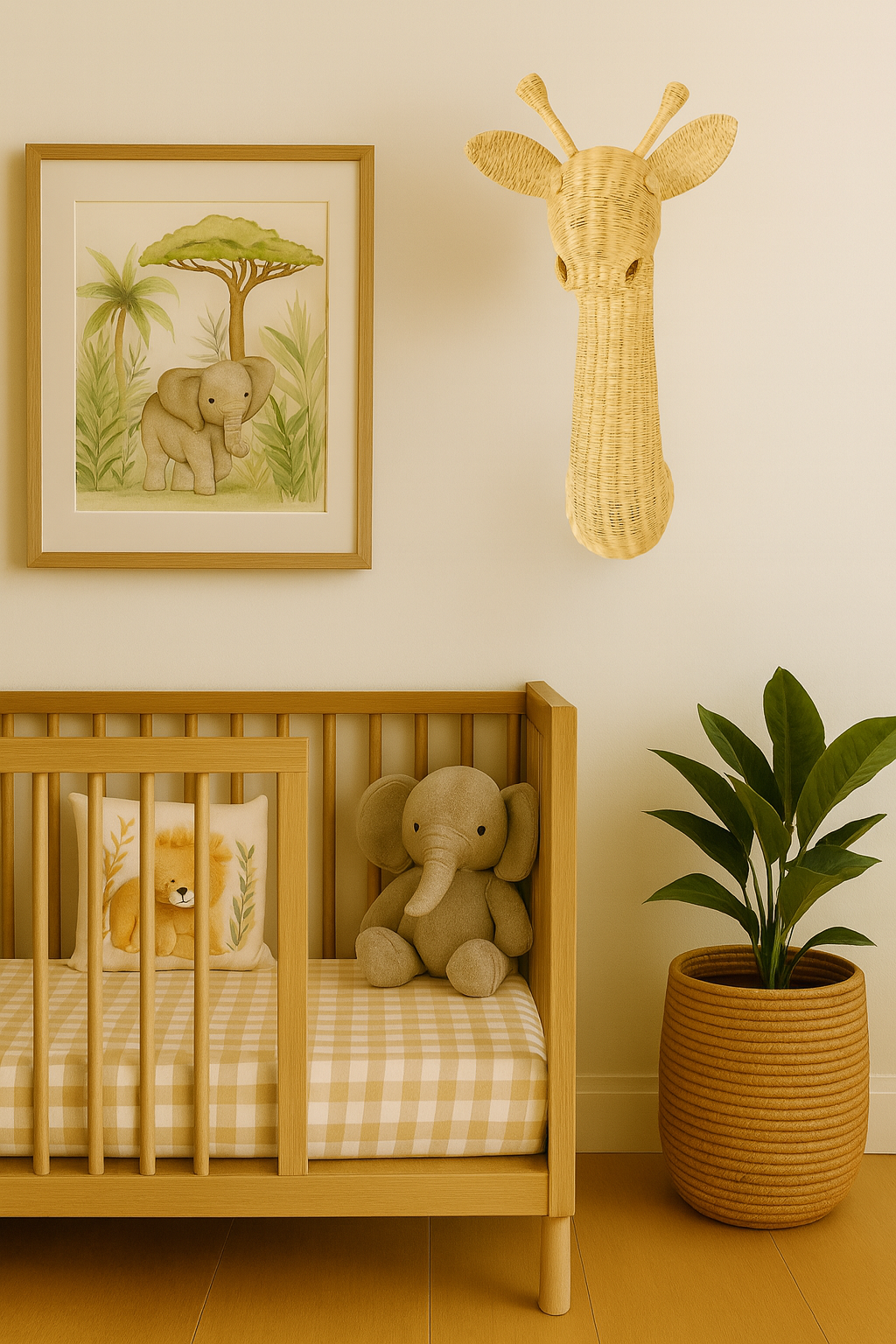 Natural & White Rattan Giraffe Wall Decor