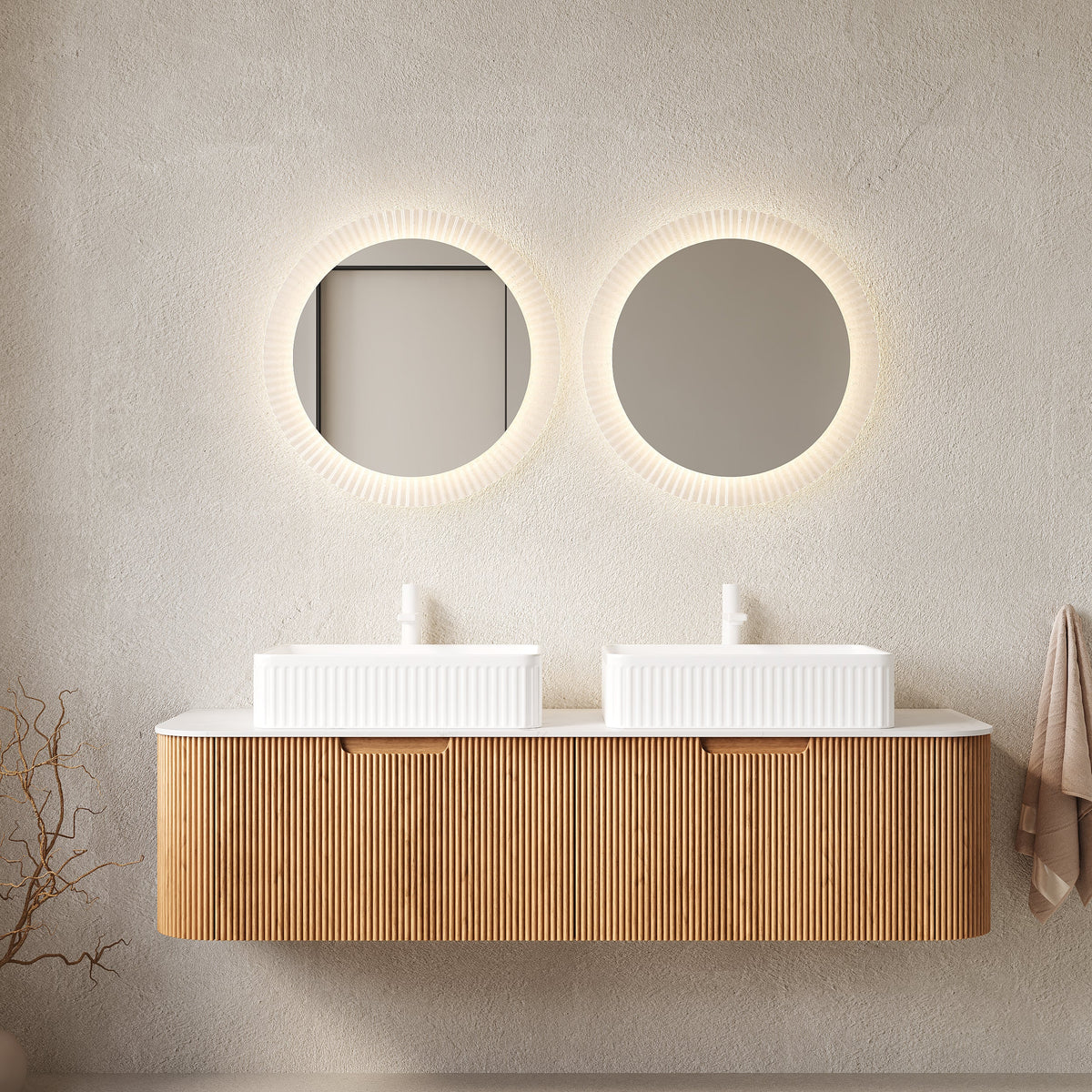 Dina 60-Inch Floating Bathroom Vanity — Dark Walnut