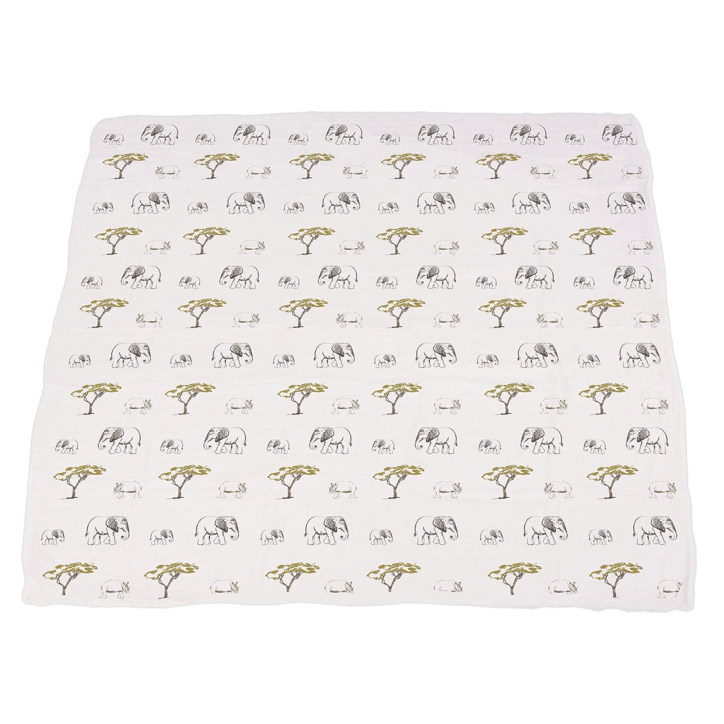 Bamboo Muslin Baby Blanket Lion Rhino Elephant Swaddle