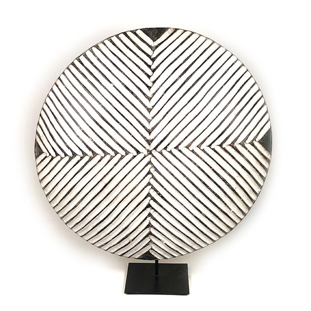 Round Bamileke Shield 22" Geometric Pattern