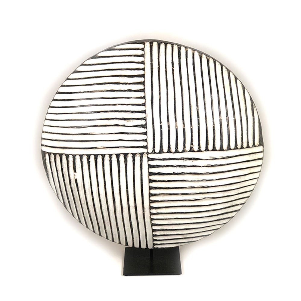 Round Bamileke Shield 22" Geometric Pattern