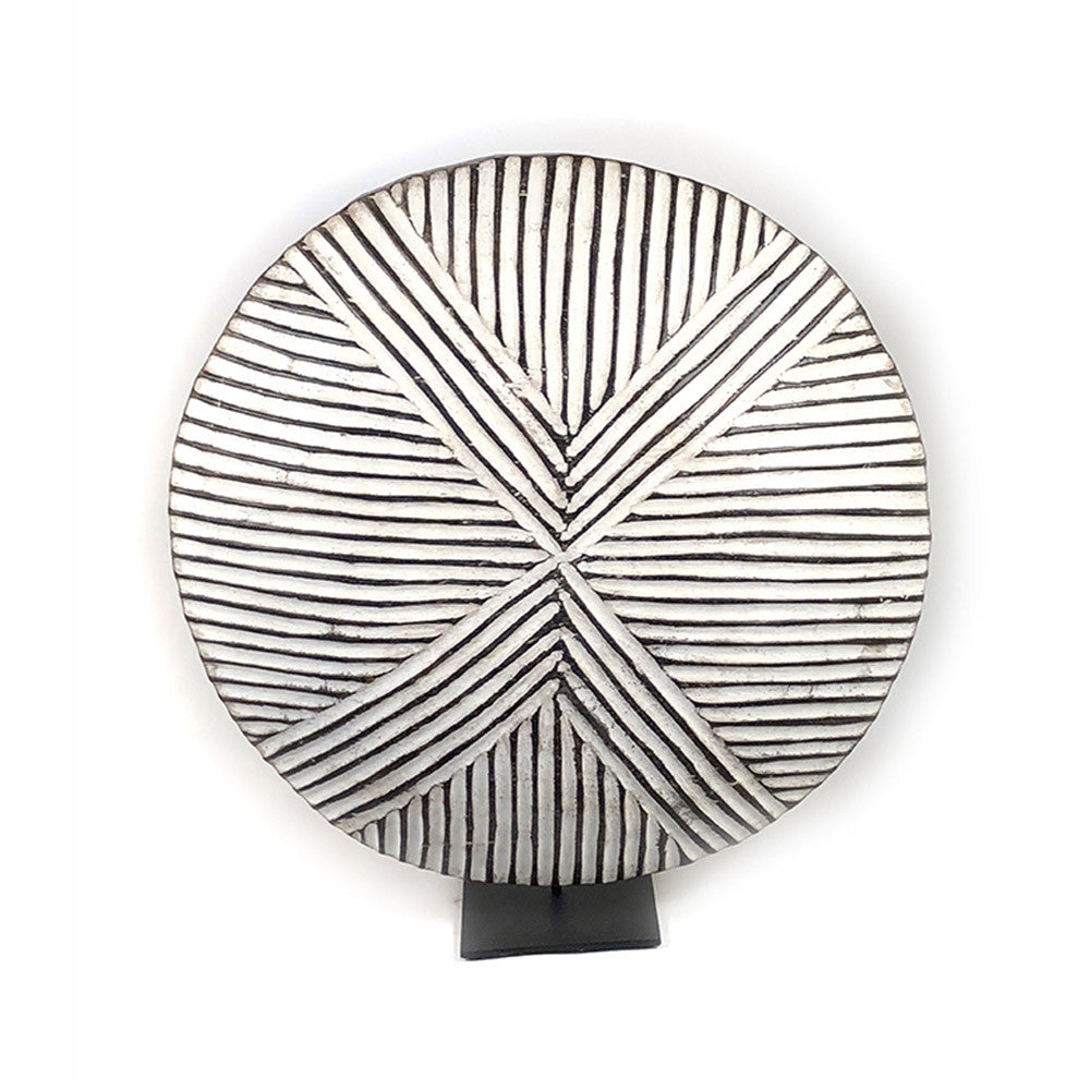 Round Bamileke Shield 22" Geometric Pattern