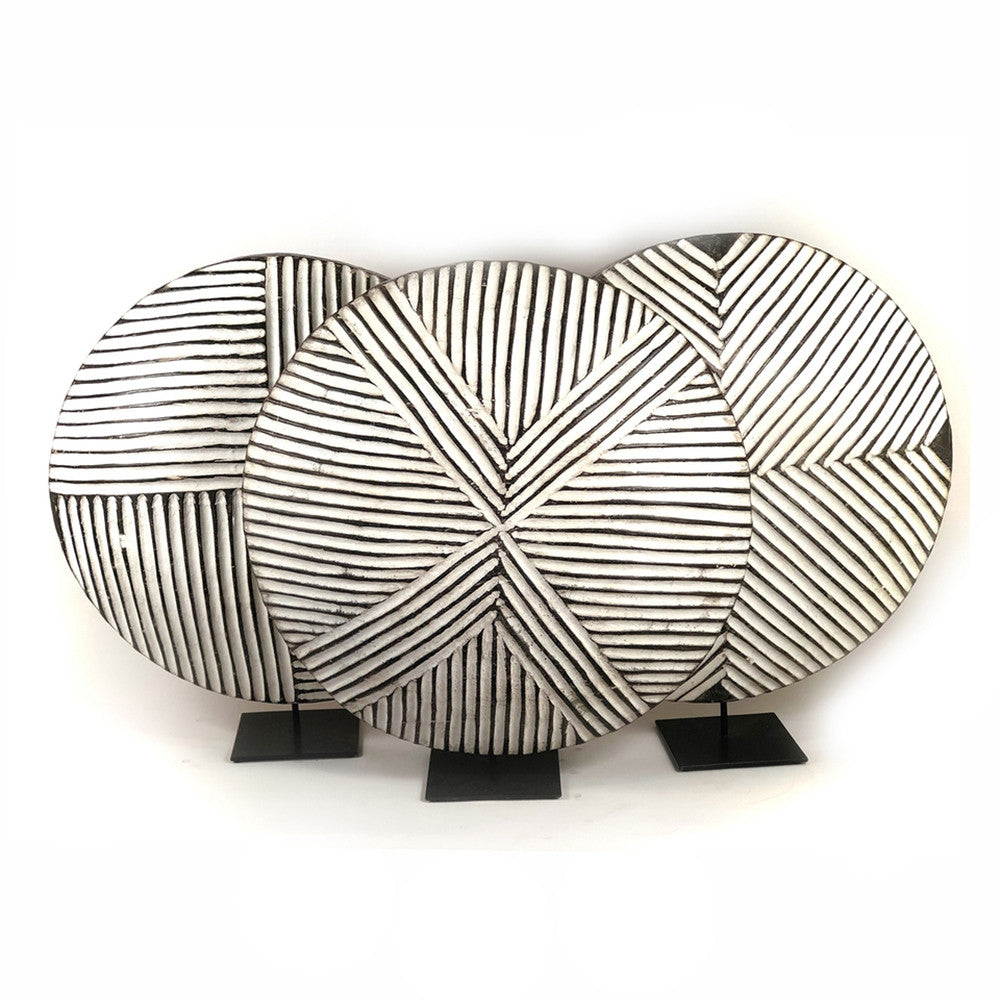 Round Bamileke Shield 22" Geometric Pattern