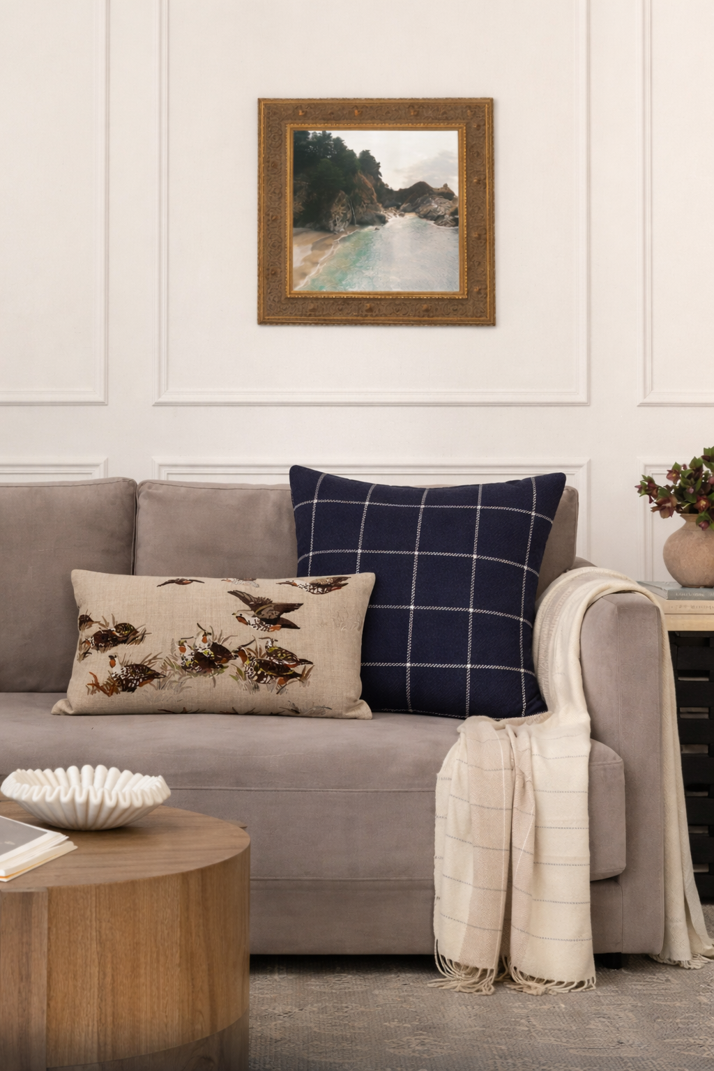 Bancroft Wool Pillow Cover in Navy Blue, Schumacher Textiles