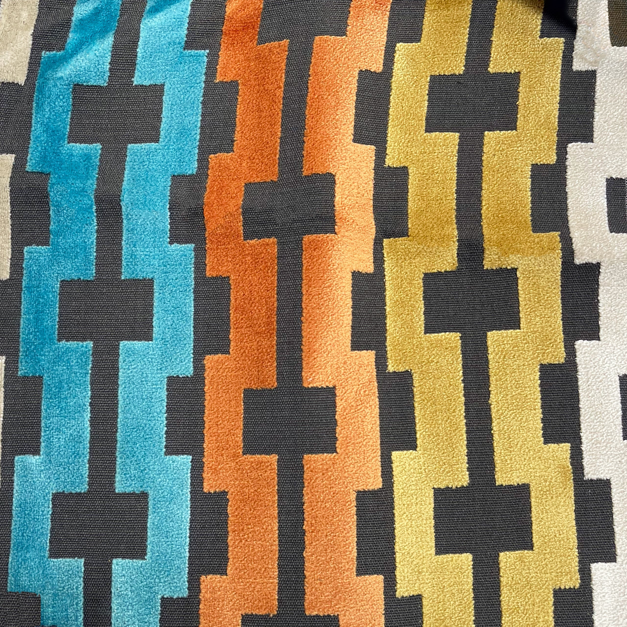 BARDOT - GEOMETRIC PATTERN CUT VELVET UPHOLSTERY FABRIC BY THE YARD