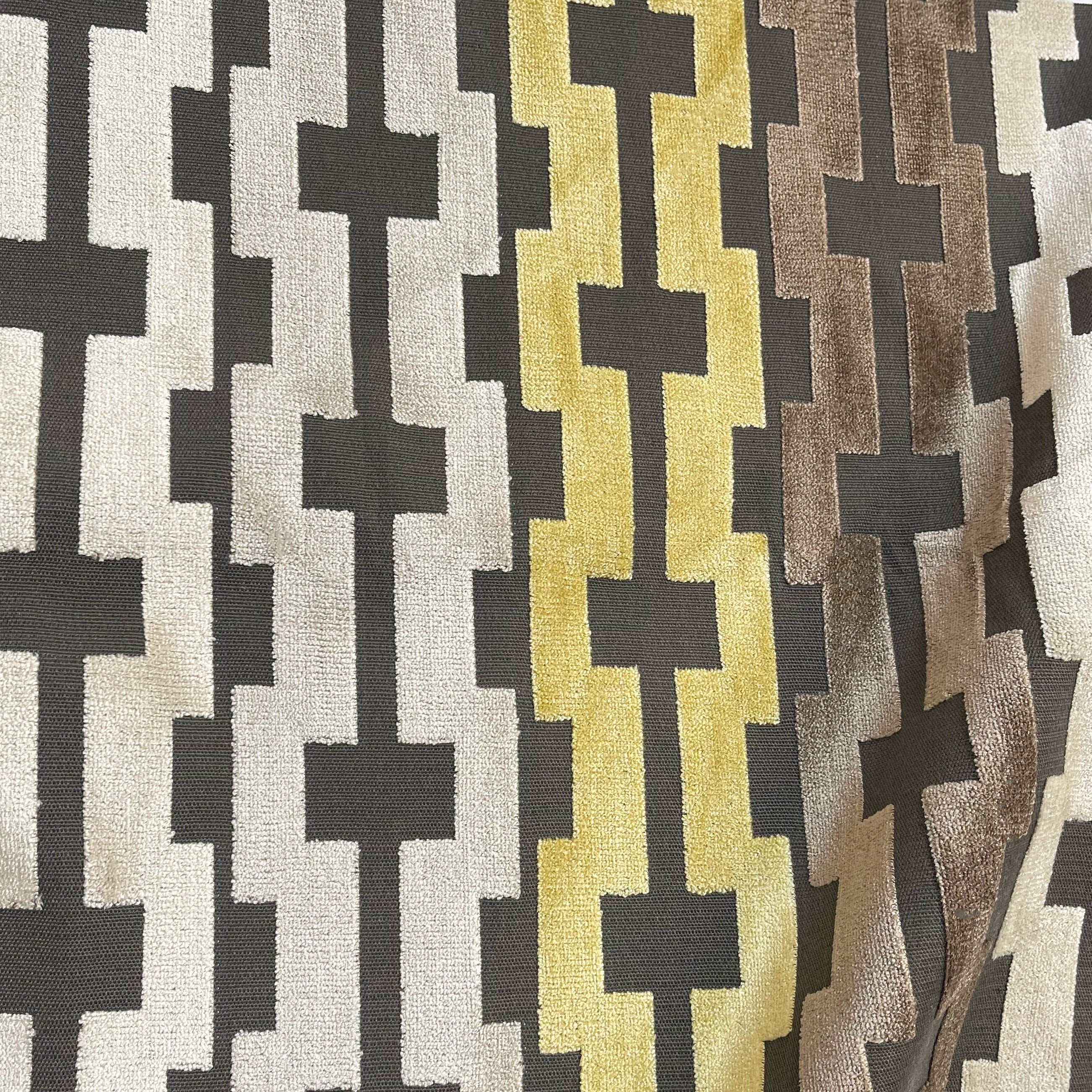 BARDOT - GEOMETRIC PATTERN CUT VELVET UPHOLSTERY FABRIC BY THE YARD