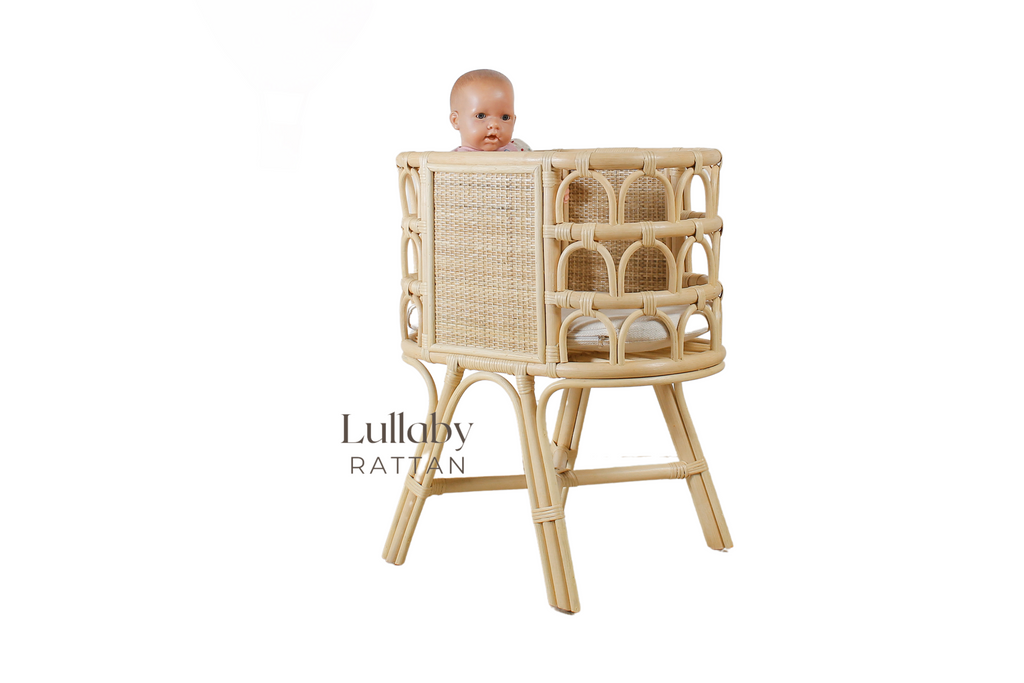 Handwoven Rattan Doll Crib