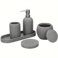 Bathroom Set - Natural Gray Stone 5pcs