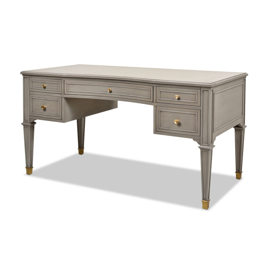 Dauphin Five-Drawer Executive Desk — Gray