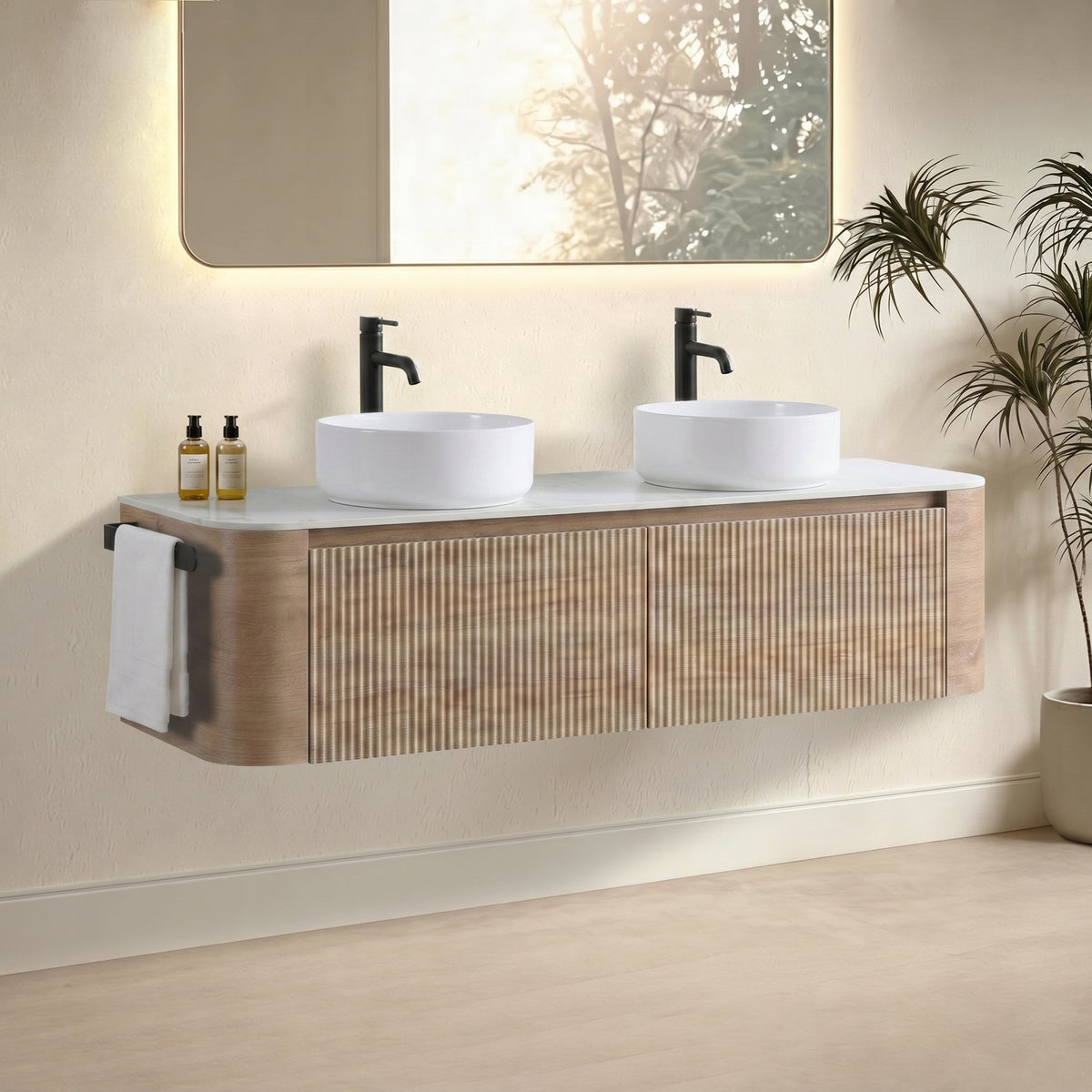 Erba 60-Inch Bathroom Vanity — Honey