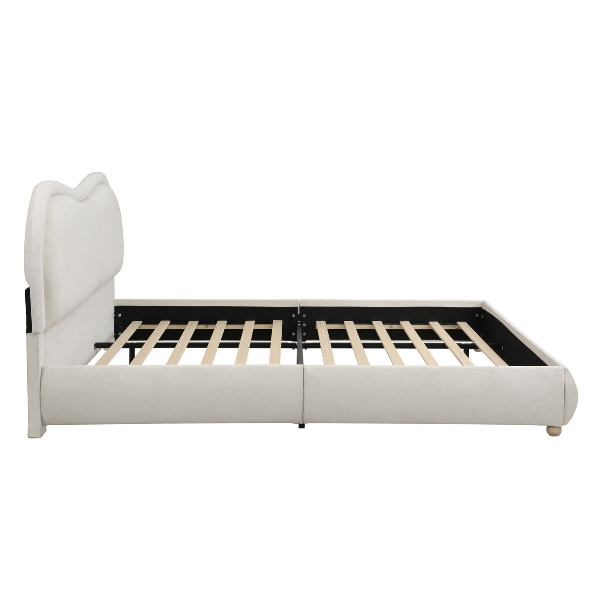 Upholstered Platform Bed Frame With Curved Headboard