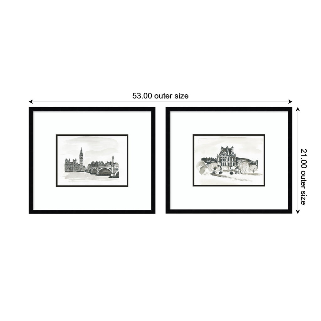 Vintage Postcard London & Paris 2 Piece Framed Wall Art Print Set by Teju Reval