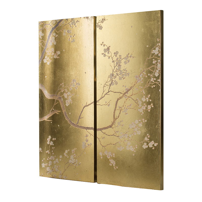Gold Cherry Blossom Wall Panels — Set of 2