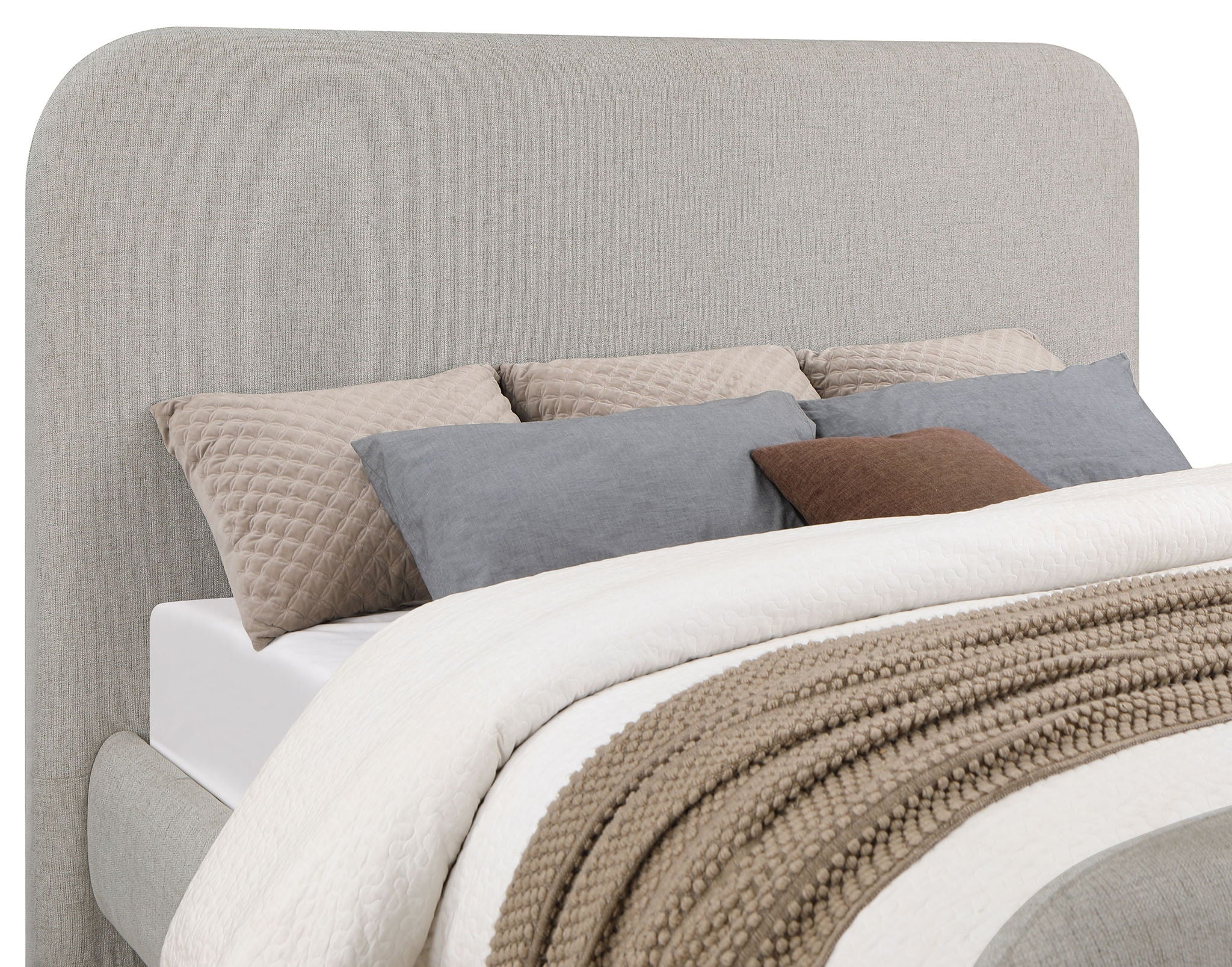 Wren Upholstered Panel Bed — Queen / Grey