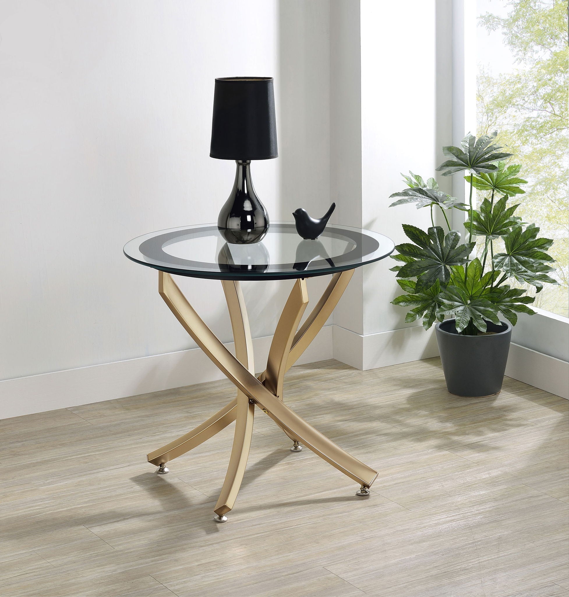 Sculptural Glass Side Table — Brass