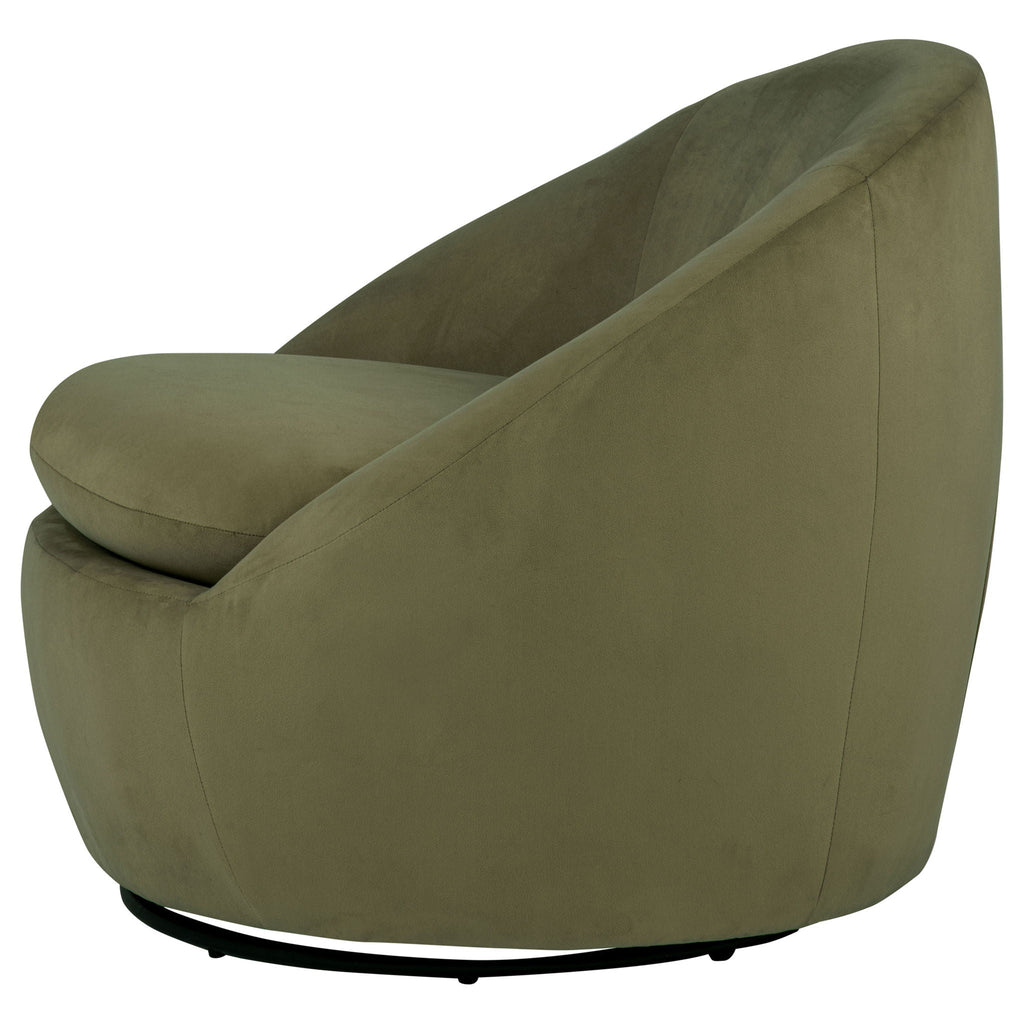 Sculptural Velvet Swivel Accent Chair — Olive