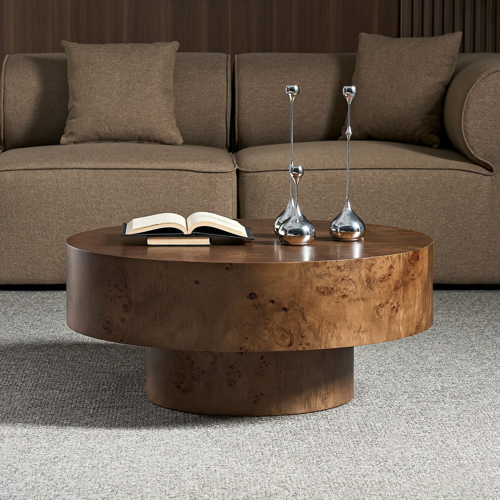 Burl Walnut Pedestal Coffee Table