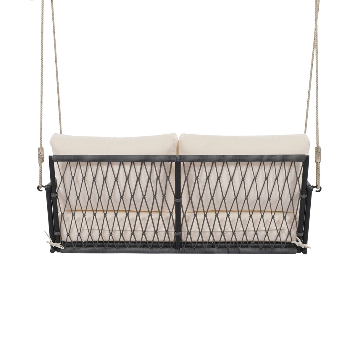 Outdoor Swing Sofa With Soft Cushions For Patio - Beige