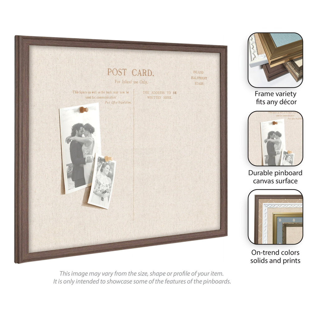 Framed Fabric Pinboard Linen Vintage Post Card Wall Organization