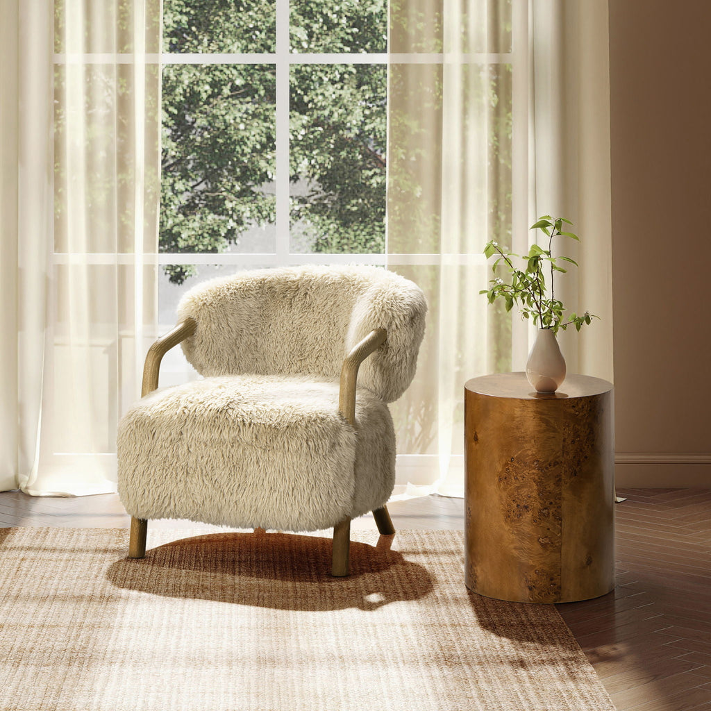 Becker Oak & Sheepskin Accent Chair — Taupe