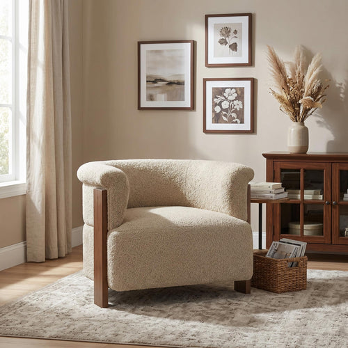 31.7-Inch Curved Barrel Accent Chair