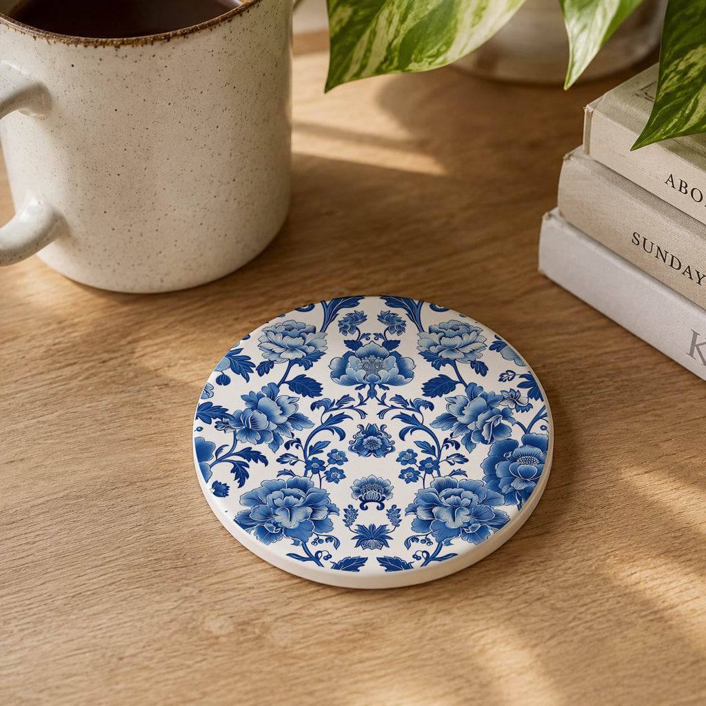 Blue & White Chinoiserie Ceramic Coasters