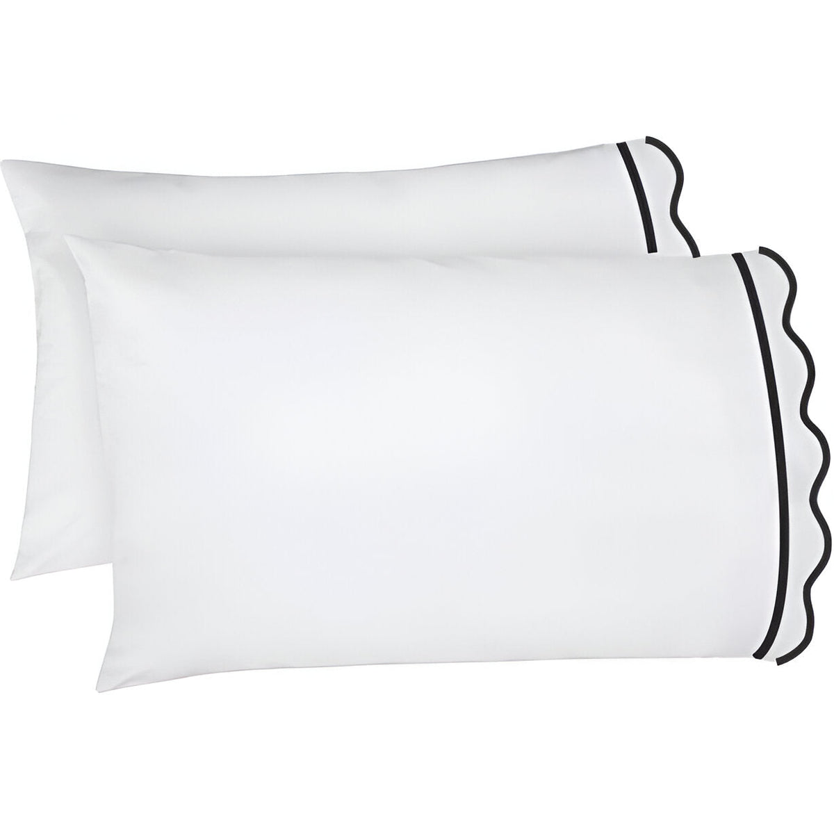 400TC Cotton Scallop Embroidery & Border Sateen Solid Pillowcases (Set Of 2)
