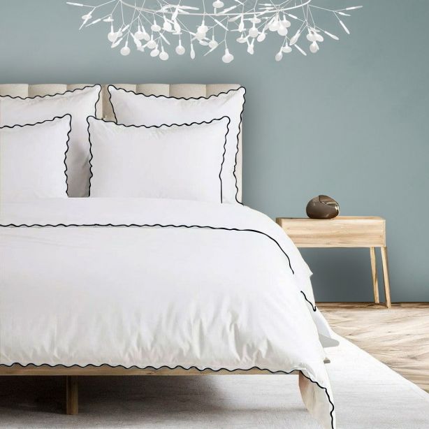 400TC Cotton Sateen Scallop-Embroidery Duvet Cover Set