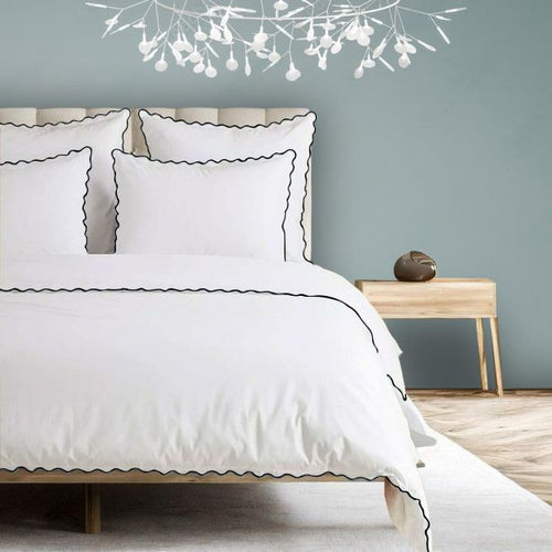 400TC Cotton Sateen Scallop-Embroidery Duvet Cover Set