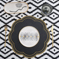 NURTURE BLACK GOLD SCALLOPED FAUX LEATHER PLACEMAT (Set Of 4)
