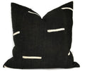 Dashes Print Mudcloth Pillow Cover in Black