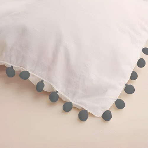 400TC Cotton Sateen Pom-Fringe Duvet Cover Set