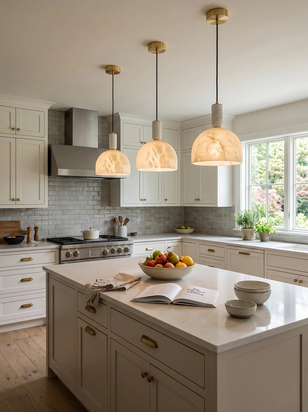 Brass & Alabaster Pendant Light