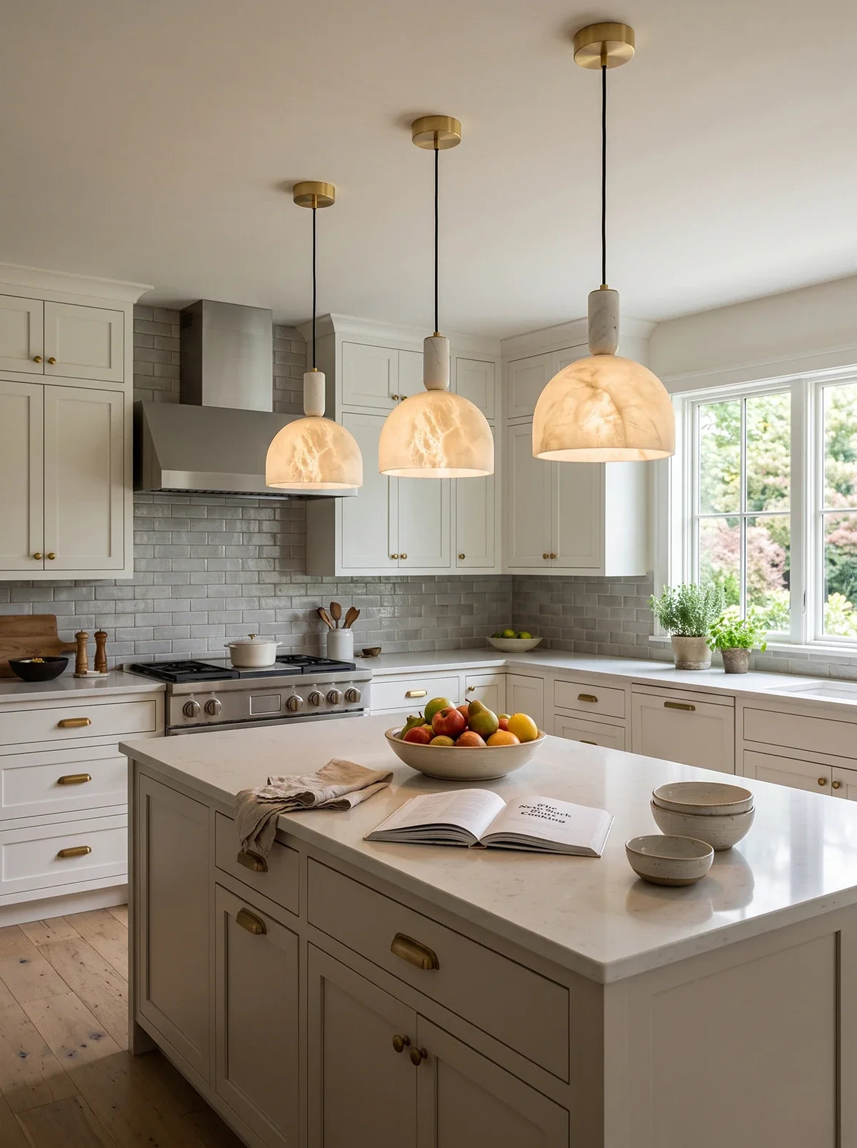 Brass & Alabaster Pendant Light