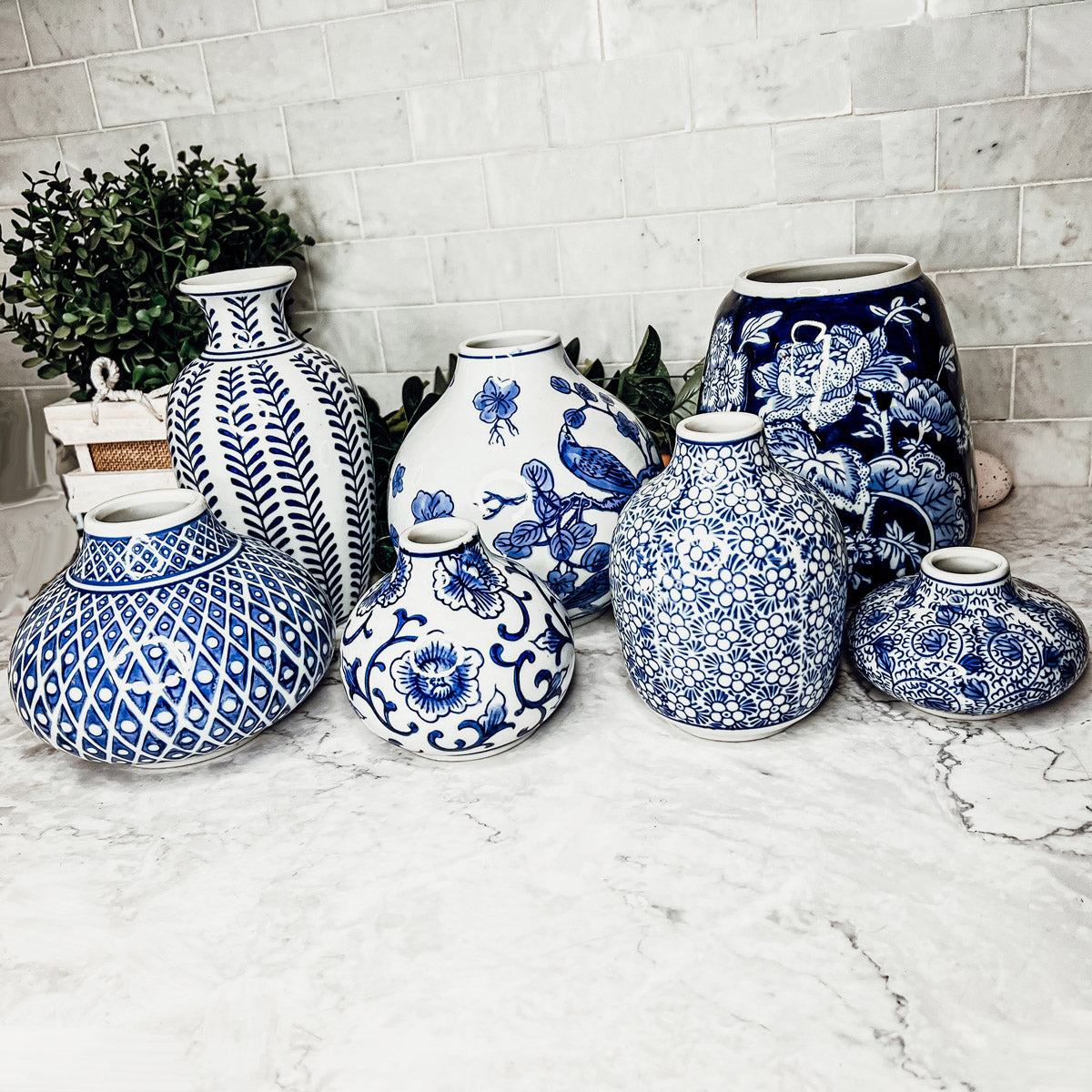 Blue Porcelain Planter Collection