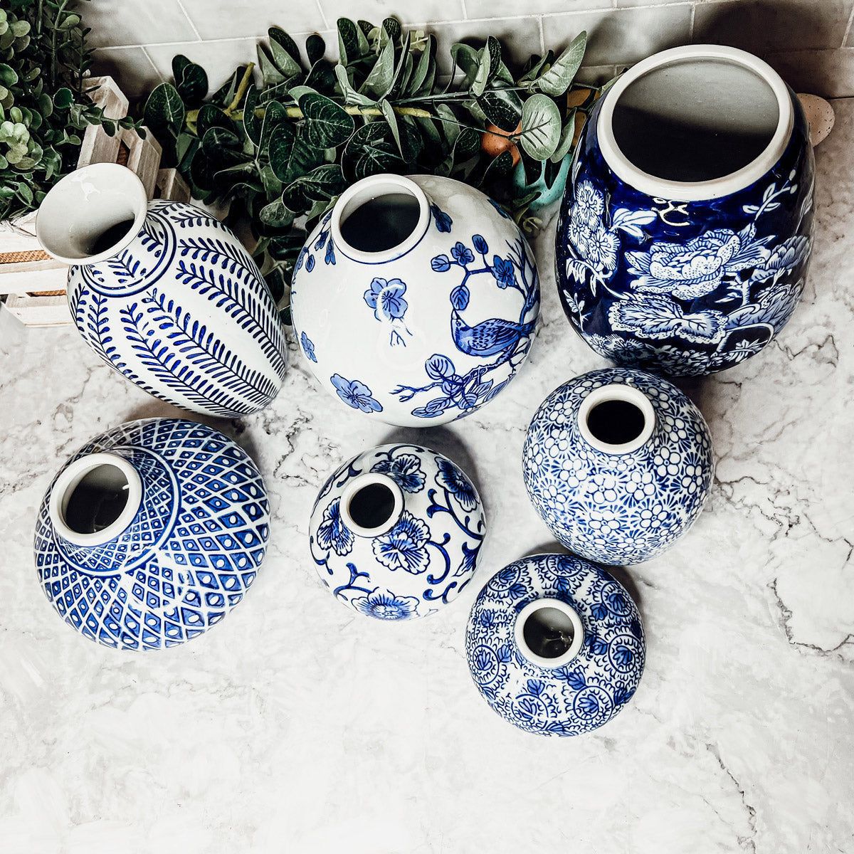Blue Porcelain Planter Collection
