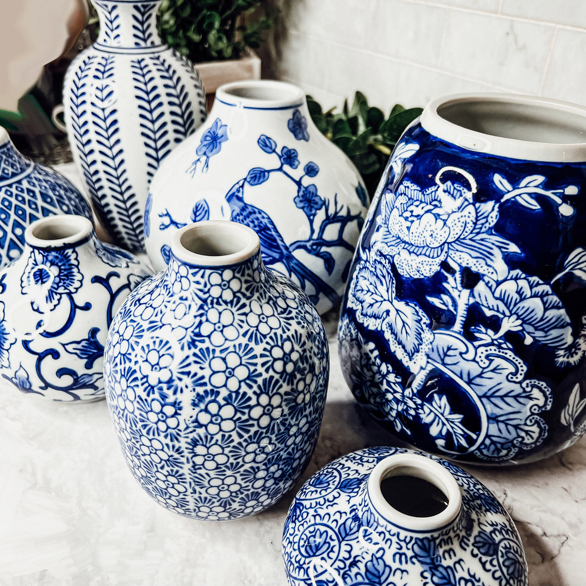 Blue Porcelain Planter Collection