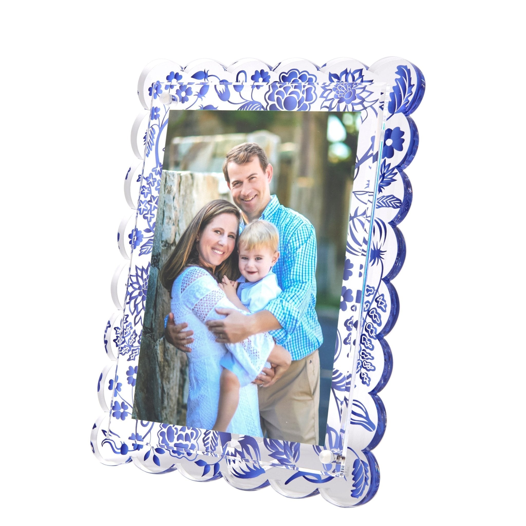 Blue Toile Acrylic Scallop Frame
