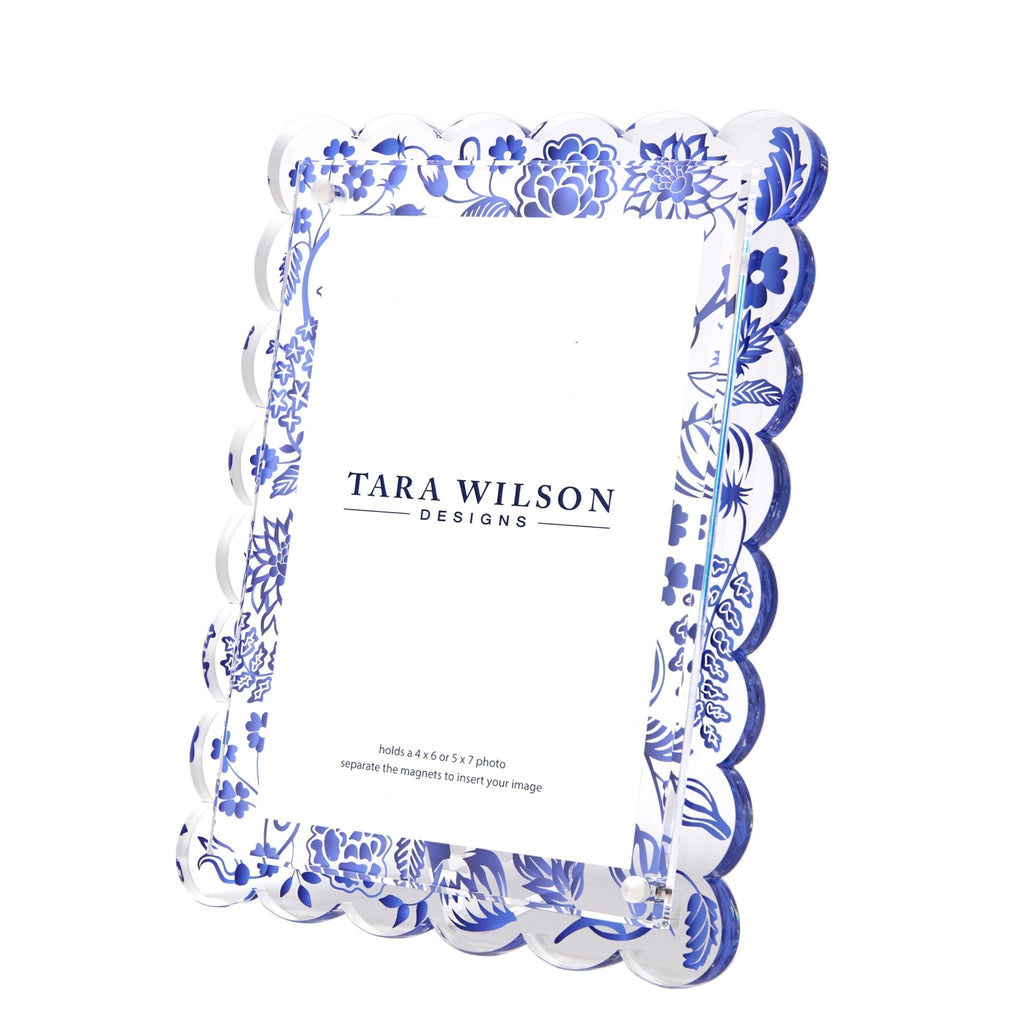 Blue Toile Acrylic Scallop Frame