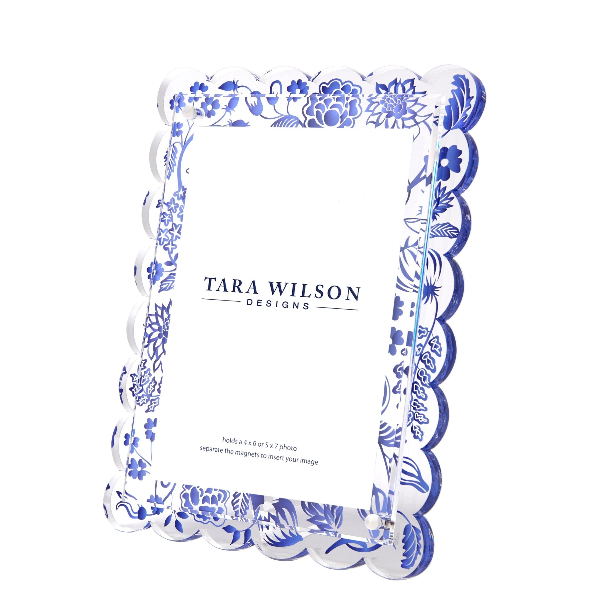Blue Toile Acrylic Scallop Frame