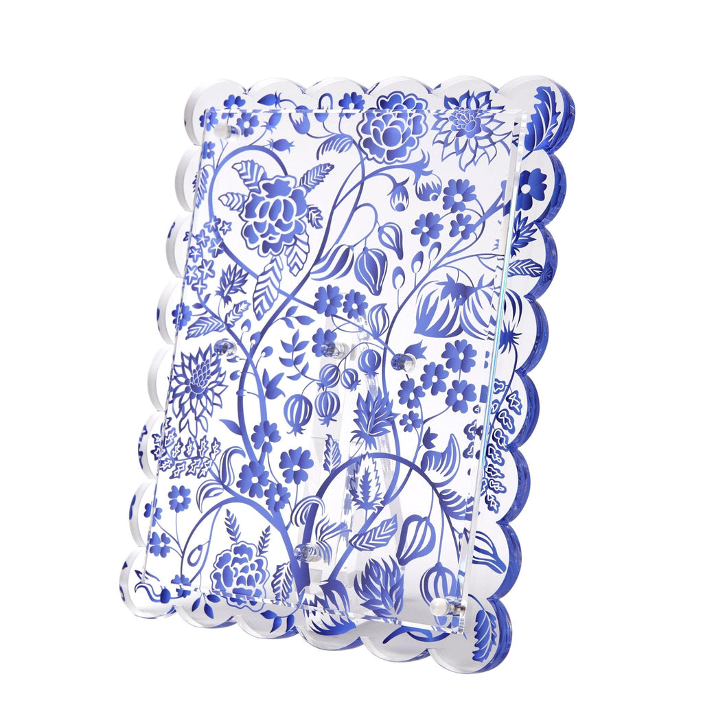 Blue Toile Acrylic Scallop Frame