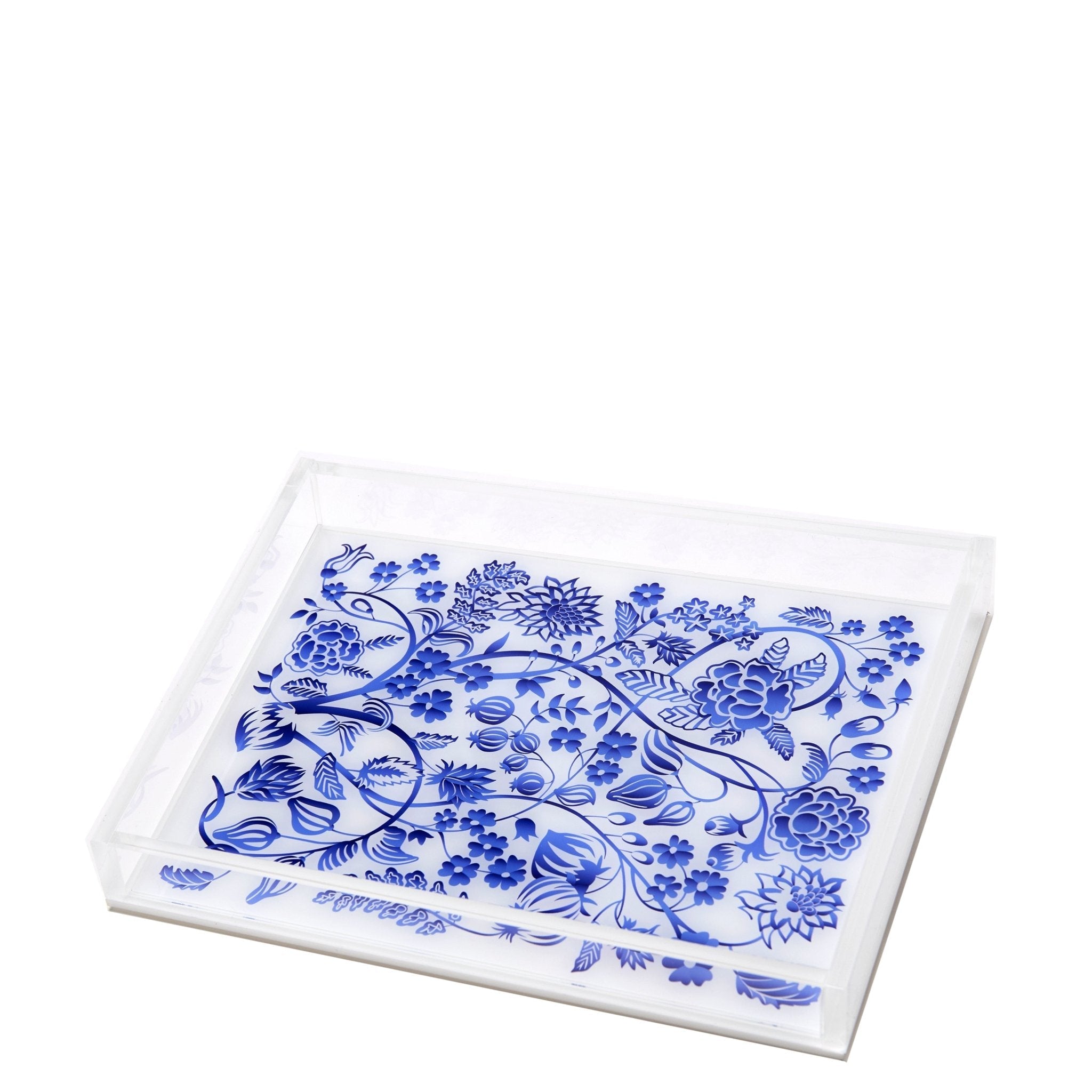 Blue Toile Acrylic Tray