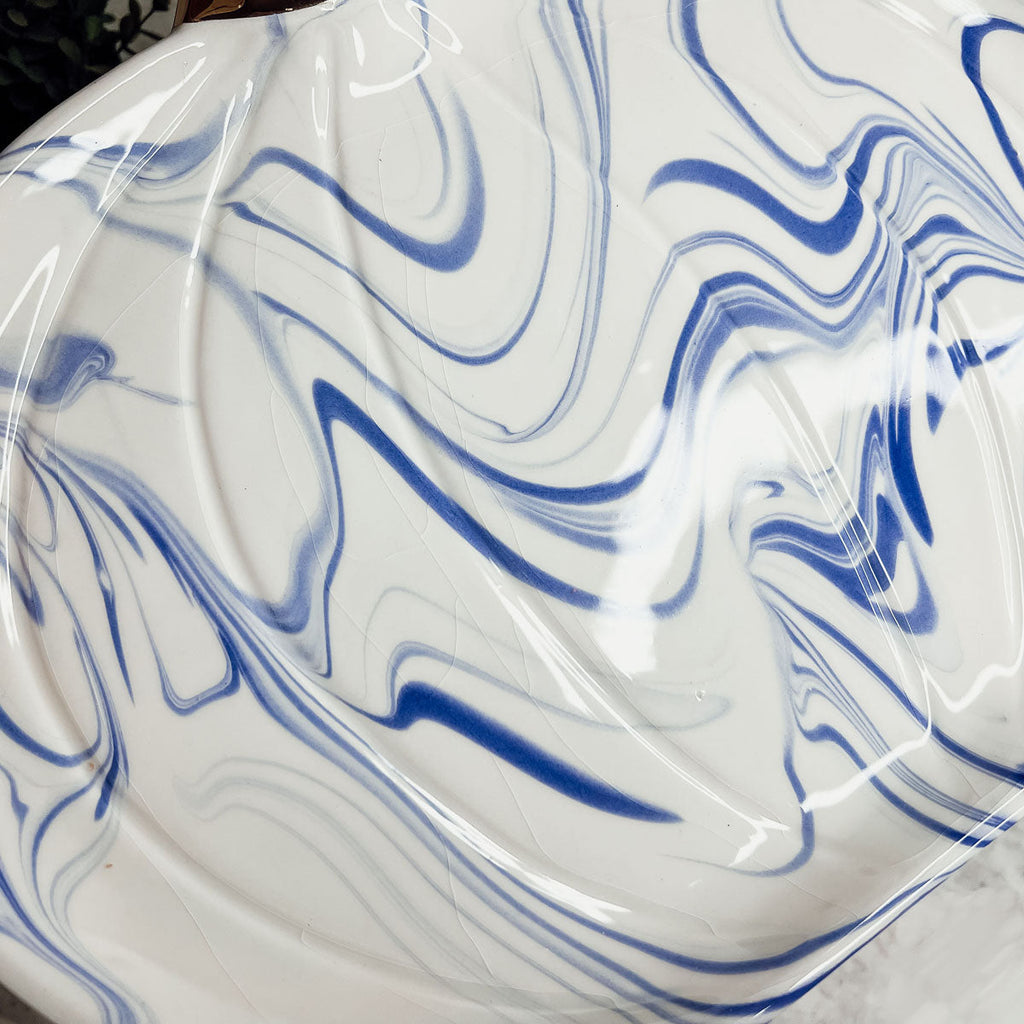 Blue & White Marble Pumpkin Serving Platters