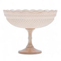 Blush Pressed Glass Scalloped Footed Bowl