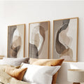 Neutral Abstract Wall Art Set of 3. Modern Earth Tone Prints